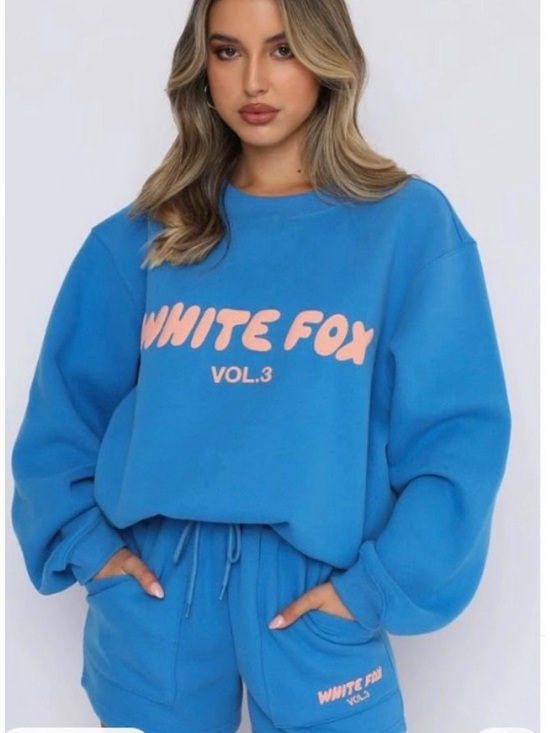 White Fox Boutique Tops - WHITE FOX VOL.3 Oversized Blue Sweatshirt Cozy Y2K Korean Style Pullover Size S